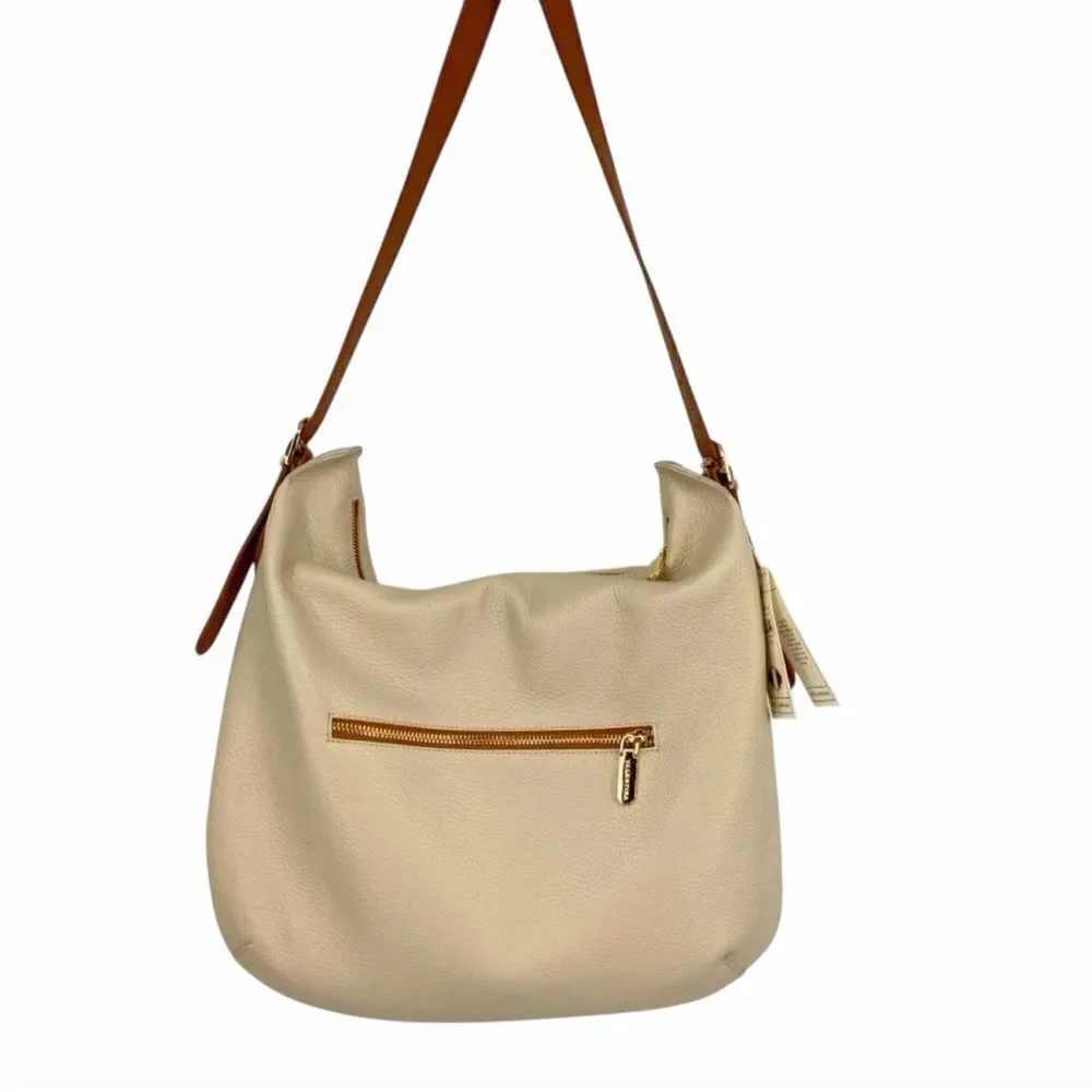 NWT Valentina Latte Pebbled Leather Hobo Italy